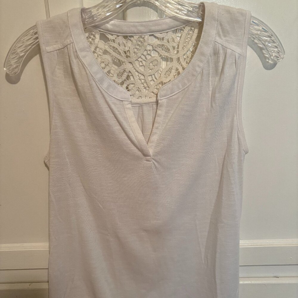 S Sonoma Lifestyle White Lace Back Tank Top